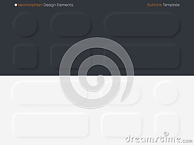 Neomorphic buttons set. Neomorphism design elements for websites, mobile application, social network and other UI. Vector Vector Illustration